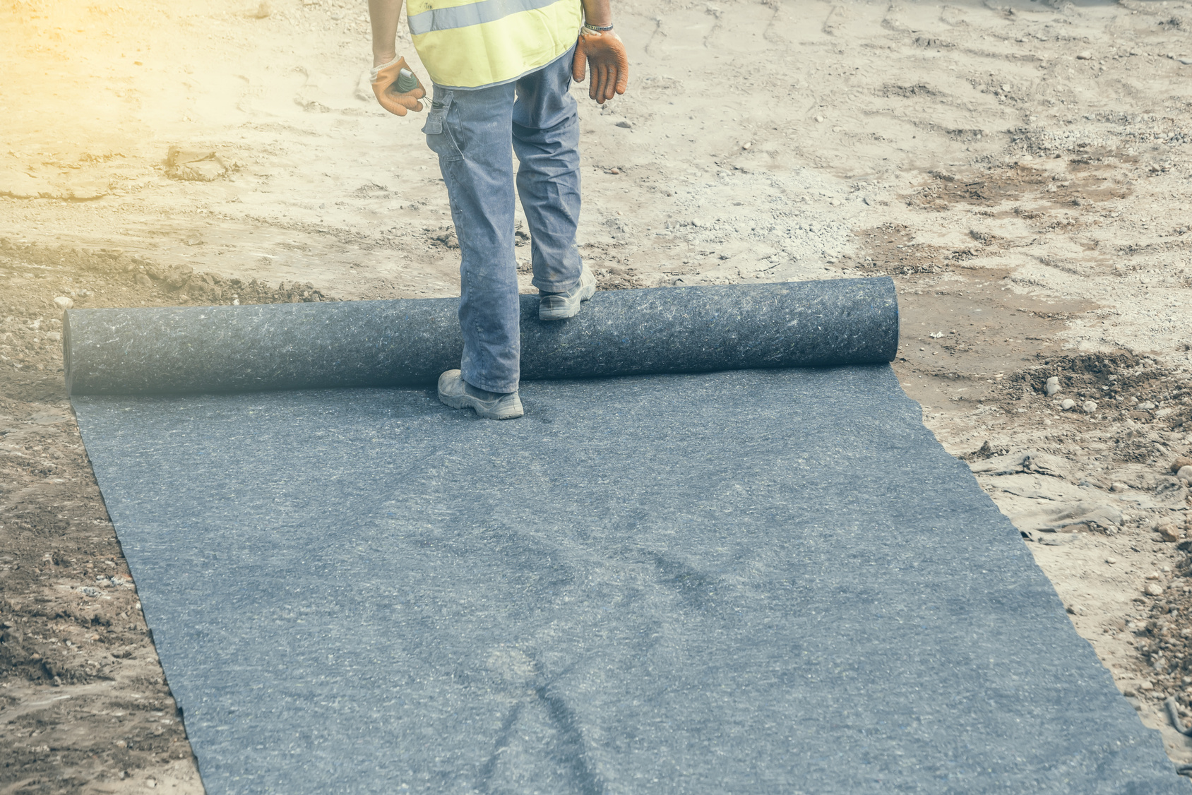 Installation of geotextile